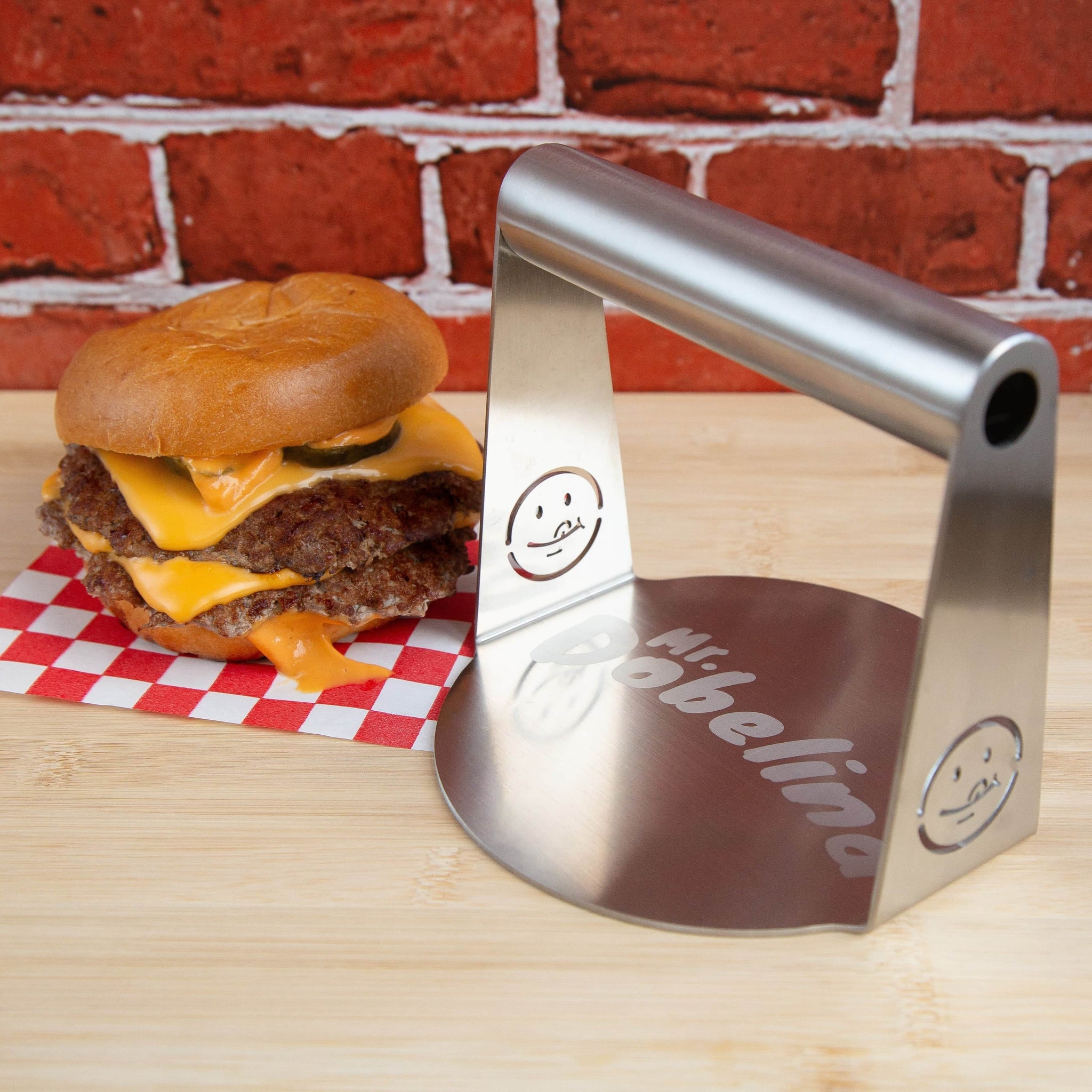 Pressa Hamburger 14cm Acciaio Inox - Per Smash Burger E BBQ Pressa Hamburger 14cm Acciaio Inox - Per Smash Burger E BBQ
